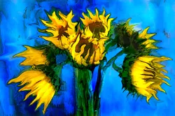 Buy Melting Sunflowers Impressionistic Abstract Art • 124.03£