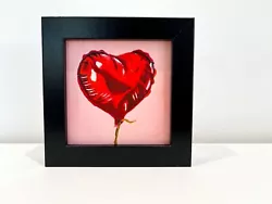 Buy Heart Balloon Original Oil Painting-FRAMED Pink Helium Balloon Mini Art Sale • 50£