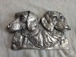 Buy Vintage Dachshund Sculpture Plaque Cast Metal Alloy Dogs  • 24.99£
