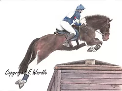 Buy ACEO 2.5 X 3.5  'HORSE & RIDER' CANVAS PRINT Of Original Watercolour By E.Wardle • 2.99£