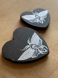 Buy Set Of Two Wood Hand Painted Deaths Head Moth  Planchette Magnets Black Heart • 7.44£