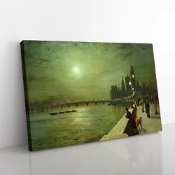Buy Reflections On The Thames By John Atkinson Grimshaw Canvas Wall Art Print Framed • 24.95£