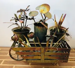 Buy Vintage Flower Garden Cart Burnished Metal Art Sculpture 7.5X8.5  • 19.01£