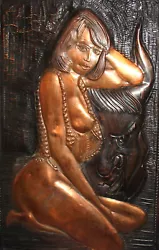 Buy Vintage Hand Made Copper Wall Decor Erotic Plaque Nude Woman • 212.94£
