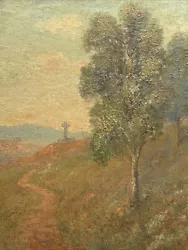 Buy Antique Plein Air Painting Impressionism Landscape With Cross Mystery Old 1900 • 1,105.64£