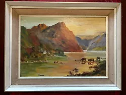 Buy Mountain Landscape Oil Painting At Dusk/Evening Signed AWM • 44£