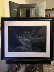 Buy Deer Stag Wildlife Painting Original Art On Canvas Board Black And White • 600£