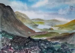 Buy ACEO Original Painting Landscape Art Wales Mountains Hills Cabin Watercolour • 6£