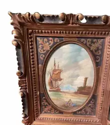Buy Italian Oil Antique Painting Signed Fioranna Gilt Frame Ready To Hang Small  • 175£