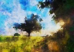 Buy Lone Tree In A Field , Acrylic Painting, Impressionist Artwork 5 X7  Print • 4.99£