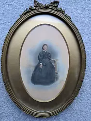 Buy Antique Portrait Of A Lady In Oval Gilt Ribbon Decorated Frame Size  Approx 9x7  • 45£