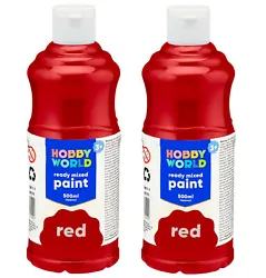 Buy 2 X Hobby World Ready To Mix Acrylic Red Paint With Improved Quality - 500ml • 10.95£