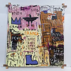 Buy Jean-michel Basquiat Acrylic On Canvas 1982 With Tied Wood Supports 39 X 37 In. • 373.63£