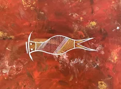 Buy EDWARD BLITNER ABORIGINAL PAINTING BUSH TUCKER FISH 40cm X 30cm100% ORIGINAL COA • 44.80£