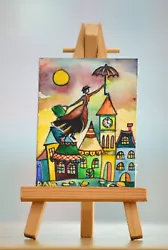 Buy ACEO Original Miniature Watercolour Painting, Art Card, Mary Poppins Fantasy 16 • 14.99£