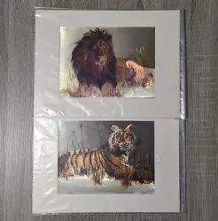 Buy Carol Hoss Frameless Lion And Tiger Foil Art Lithograph 2 Piece • 30.58£