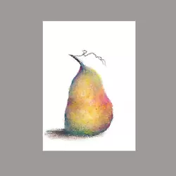 Buy Limited Edition ACEO Art Print /50 Watercolor Pastel Pear Painting Free Ship • 6.61£