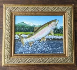 Buy Rainbow Trout Painting On Wood 14 X 11 . Artist Rodd Umlauf. Framed 20 X 17 .  • 284.12£