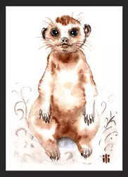 Buy ACEO Watercolor Print Cute Meerkat Fine Art Painting By Ili • 3.50£