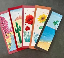 Buy River Cactus Poppy Sunflower Beach Art  Painted Bookmarks Art Gift For Readers • 22.21£