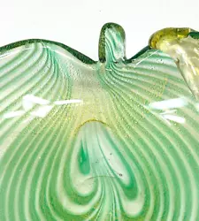 Buy MURANO ART GLASS LEAF BOWL Green Swirls Aventurine Gold Mica • 165.37£