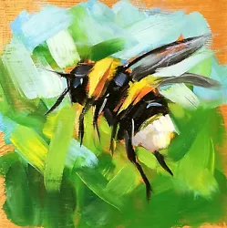 Buy Original Oil Painting Bumbleebee Insect Art Impressionism Signed • 21.56£