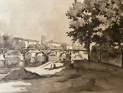 Buy Beautiful Drawing Lavis Ink 1930 On Paper Dock Of The Seine Paris A Identify Art • 137.90£