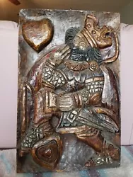 Buy Carved Polychrome Wood Panel Relief Carving King Of Hearts Medieval • 348.70£