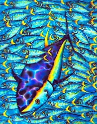 Buy Original Silk Art By Daniel Jean-Baptiste Of A Yellowfin Tuna • 2,756.23£