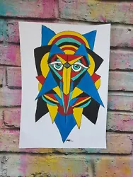Buy Abstract Painting Face Unique Art Watercolour Size A4 One Of Original Weird • 28.99£