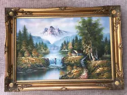 Buy Woodland River And Mountains SIGNED ORIGINAL Oil Painting FRAMED - 30 X 20” • 22£