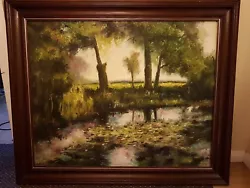 Buy Large Original Rural Polish Countryside Oil Painting In Brown Frame 105x88cm • 199£