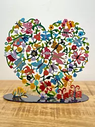 Buy Aluminum Sculpture Butterflies In The Heart Hamsa Hand Painted By Emanuel • 62.34£
