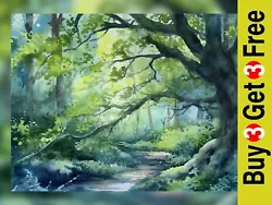 Buy Forest Watercolor Painting Print - Enchanted Woodland Art 5  X 7  • 4.99£