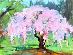 Buy Spring Cherry Blossom Art Oil Painting Original Landscape Impressionism • 236.81£