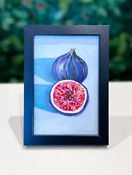 Buy Fig Fruit Oil Painting- Original Purple FRAMED Realistism Exotic Fruit Art Sale • 60£