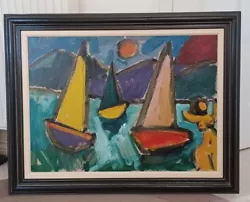 Buy Miklos Nemeth Original Hungarian Expressionist Oil Painting Nude Boats 1986 • 149.99£