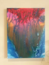 Buy 'Rainbow Cliffs' Original Handmade Unique Fluid Art Acrylic Painting 30x40cm • 35£