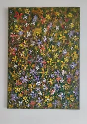 Buy Acrylic Abstract Floral Knife Painting On Stretched Canvas 60cmx42cmx2cm • 50£