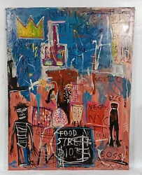 Buy JEAN-MICHEL BASQUIAT ACRYLIC ON CANVAS LARGE PAINTING 46  X 35  AMERICAN PAINTER • 560.31£
