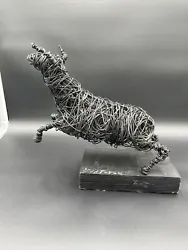 Buy Wire Sculpture  Bull Fight  Folk Art Signed Viktorow Balanced On Attack • 188.42£
