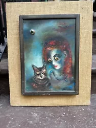 Buy Oil Painting - Red Headed Witch And Friend -Tabby  Cat - Cat Eye Stones - Signed • 115.76£
