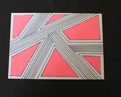 Buy Triangles Bright Pink Abstract Original ACEO Art Card Mixed Media Mini Artwork • 2.49£