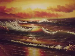 Buy Sunset Ocean Wave Sea Huge Oil Painting Canvas Modern Seascape Contemporary Art • 62.95£