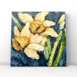 Buy Floral Art Daffodils Oil Painting On Canvas Narcissus Flowers Impressionism Art • 221.89£