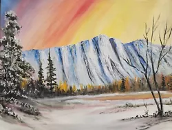 Buy Winter Cliffs Oil Painting Done In The Bob Ross Wet On Wet Style. 16x20 • 62.02£