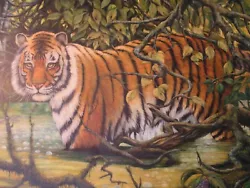 Buy  DENNIS HUSSEY , SIGNED,LARGE, [140cm X 110cm],OIL-ON-BOARD PAINTING OF A TIGER • 2,500£