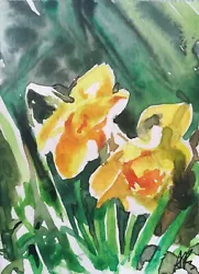Buy ACEO Original Art Daffodils Floral Miniature Watercolours Painting By AF • 6.50£