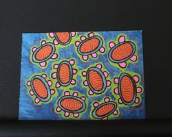 Buy Orange And Blue Blobs  Retro Original ACEO Art Card Mixed Media Mini Artwork • 2.49£