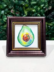 Buy Avocado Oil Pastel Painting VINTAGE FRAMED Original Still Life Fruity Art • 55£